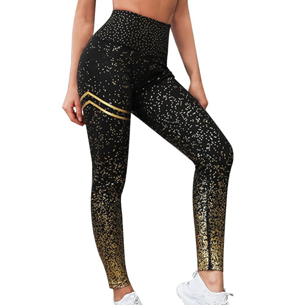 NWT Gold Black Pink White Leggings. - Picture 16 of 16